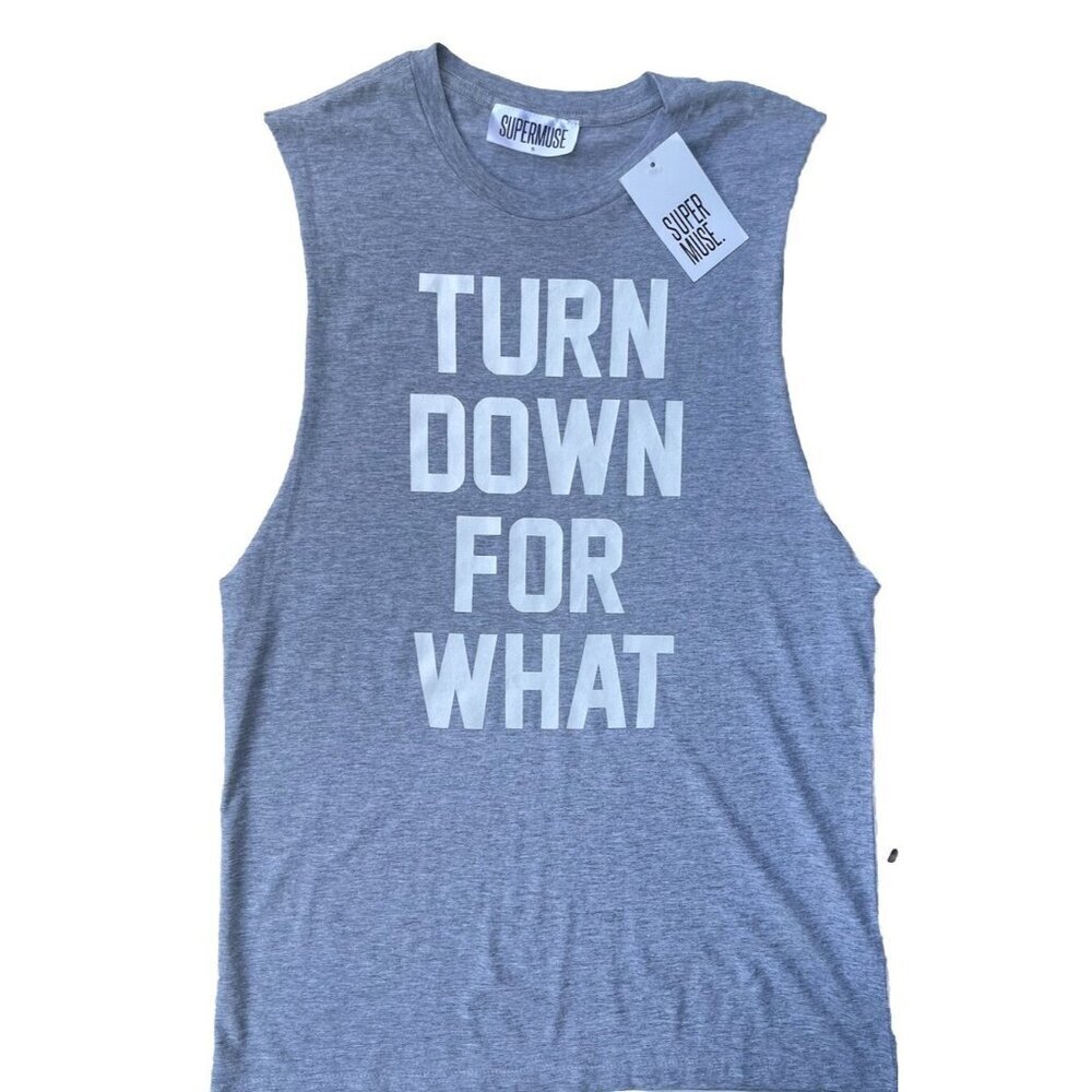Super Muse Women’s Heather Gray Cotton Turndown For What Tank Size S - Picture 7 of 15
